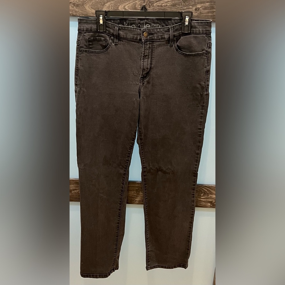 Calvin Klein Black High Waist Straight Leg Jeans with Stretch Size 12
